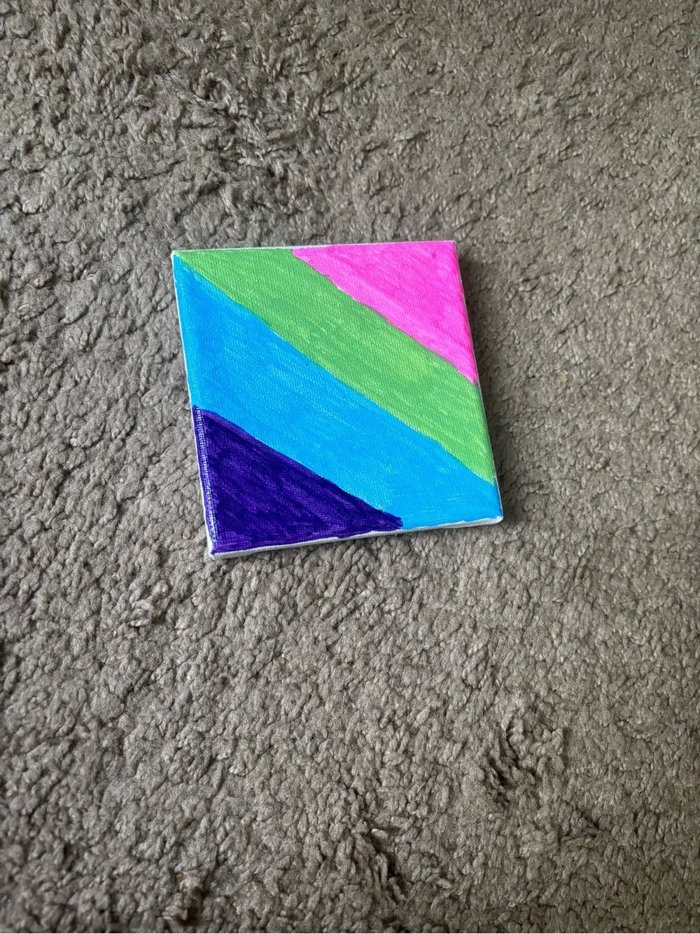 Hand-Painted Small Canvas Wall Art in Pink, Green, Blue, and Purple